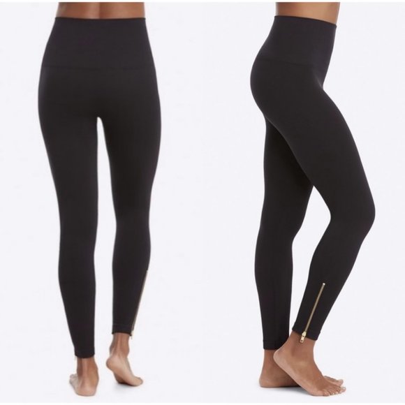 Spanx Black Look At Me Now Seamless Side Zip Leggings S - Picture 2 of 8